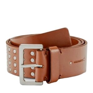 All saints Studded Leather Belt brown Medium